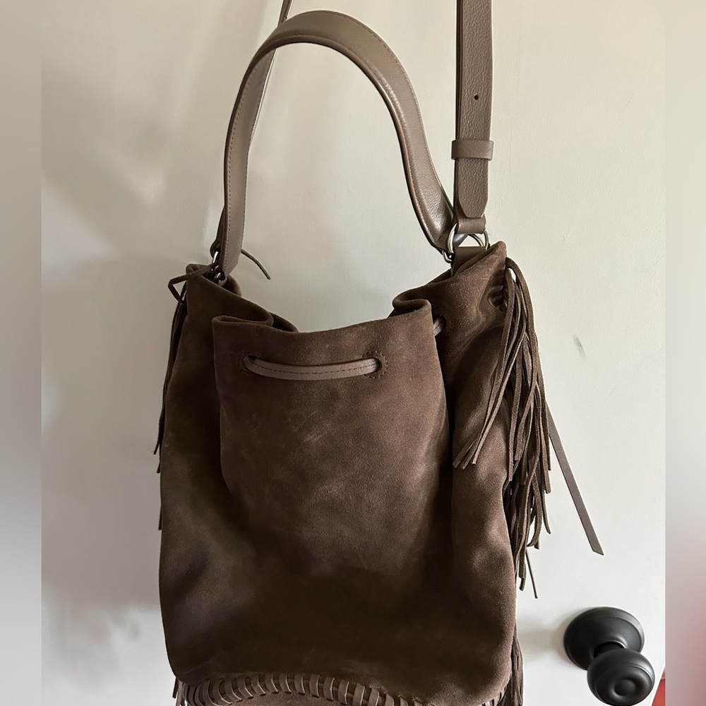All Saints Suede handbag, tassels.